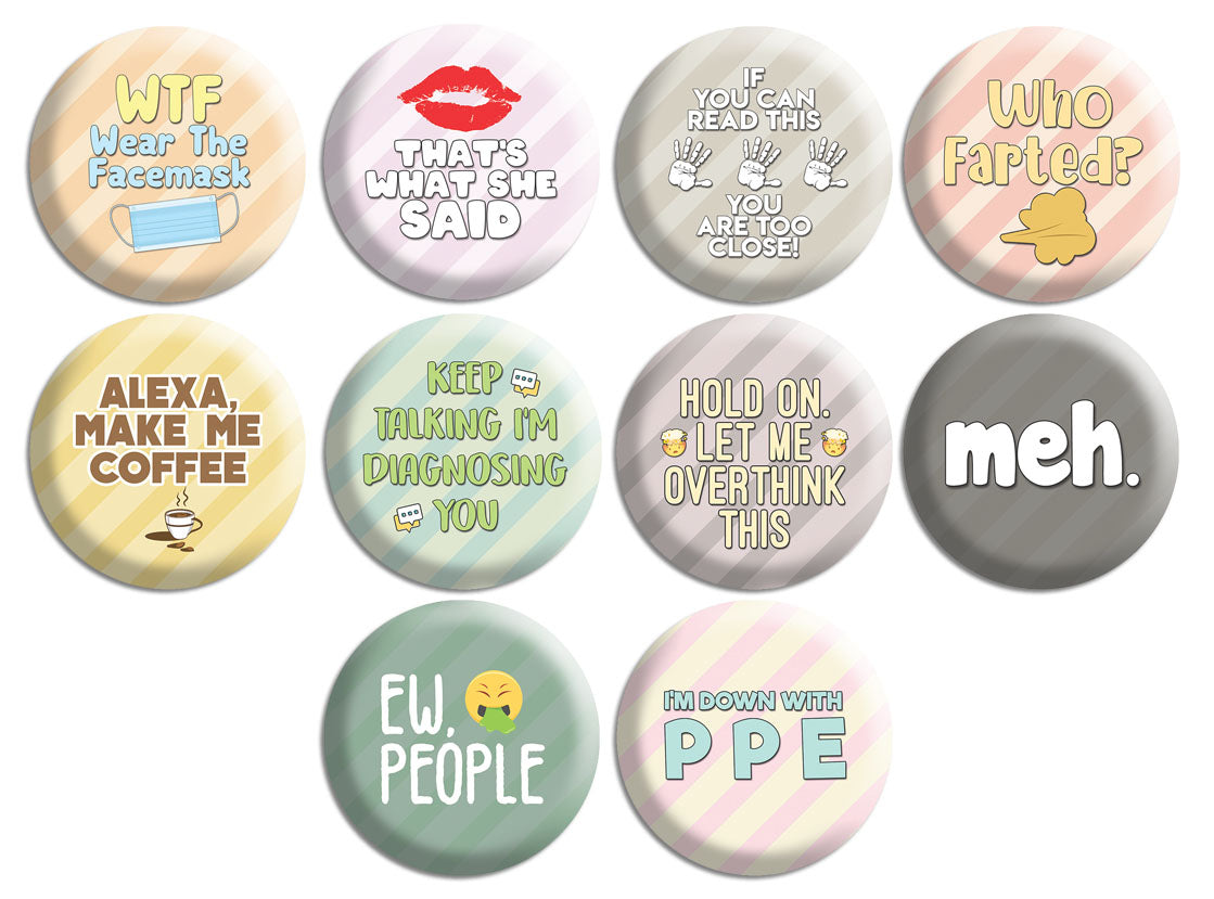 Creanoso Funny Pinback Buttons - Funny sayings (10-Pack) - Premium Quality  Gift Ideas for Children, Teens, & Adults for All Occasions - Stocking